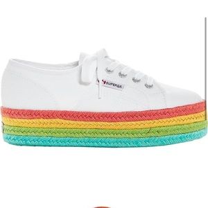 Superga 2970 Rainbow Canvas Platform Sneakers